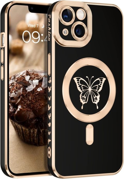 ETUI SILIKONOWE APPLE IPHONE 13 6.1" CZARNE ZŁOTE DODATKI MOTYL MAGSAFE ETUI SILIKONOWE APPLE IPHONE 13 6.1" CZARNE ZŁOTE DODATKI MOTYL MAGSAFE