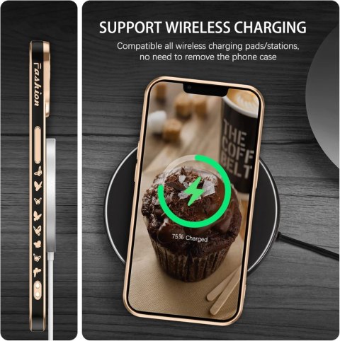 ETUI SILIKONOWE APPLE IPHONE 13 6.1" CZARNE ZŁOTE DODATKI MOTYL MAGSAFE ETUI SILIKONOWE APPLE IPHONE 13 6.1" CZARNE ZŁOTE DODATKI MOTYL MAGSAFE