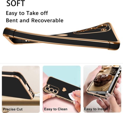 ETUI SILIKONOWE SAMSUNG GALAXY S23+ CZARNE ZŁOTE SERDUSZKO SM-S916B