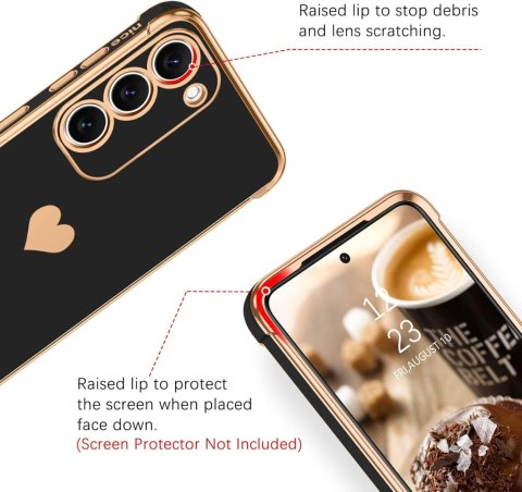 ETUI SILIKONOWE SAMSUNG GALAXY S23+ CZARNE ZŁOTE SERDUSZKO SM-S916B