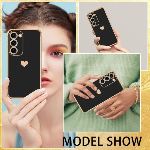 ETUI SILIKONOWE SAMSUNG GALAXY S23+ CZARNE ZŁOTE SERDUSZKO SM-S916B