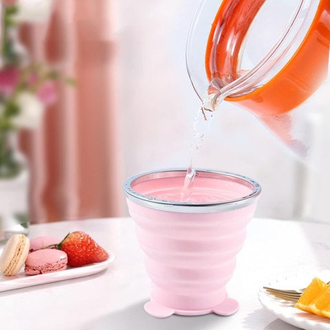 2x SKŁADANY KUBEK KEMPINGOWY PODRÓŻNY RÓŻ FIOLET MISIE 180ML