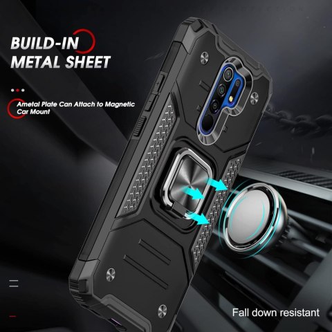 ETUI PANCERNE DO XIAOMI REDMI 9 CZARNE Z RINGIEM +2x SZKŁO HARTOWANE ETUI PANCERNE DO XIAOMI REDMI 9 CZARNE Z RINGIEM +2x SZKŁO HARTOWANE