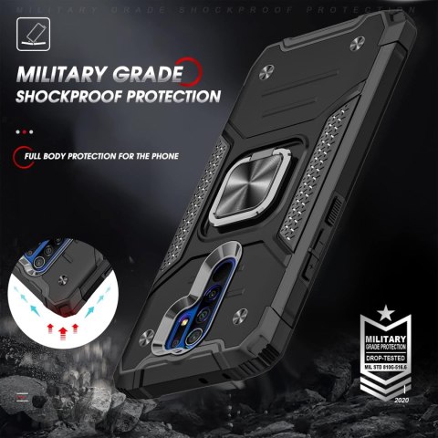 ETUI PANCERNE DO XIAOMI REDMI 9 CZARNE Z RINGIEM +2x SZKŁO HARTOWANE ETUI PANCERNE DO XIAOMI REDMI 9 CZARNE Z RINGIEM +2x SZKŁO HARTOWANE