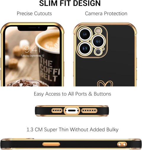 ETUI POKROWIEC DO IPHONE 13 PRO MAX CZARNE ZŁOTE SILIKONOWE A2484 A2641 ETUI POKROWIEC DO IPHONE 13 PRO MAX CZARNE ZŁOTE SILIKONOWE A2484 A2641
