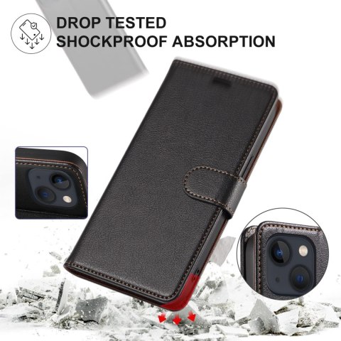 ETUI Z KLAPKĄ APPLE IPHONE 13 CZARNE Z EKOSKÓRY +SZKŁO HARTOWANE ETUI Z KLAPKĄ APPLE IPHONE 13 CZARNE Z EKOSKÓRY +SZKŁO HARTOWANE