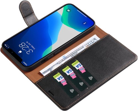 ETUI Z KLAPKĄ APPLE IPHONE 13 CZARNE Z EKOSKÓRY +SZKŁO HARTOWANE ETUI Z KLAPKĄ APPLE IPHONE 13 CZARNE Z EKOSKÓRY +SZKŁO HARTOWANE