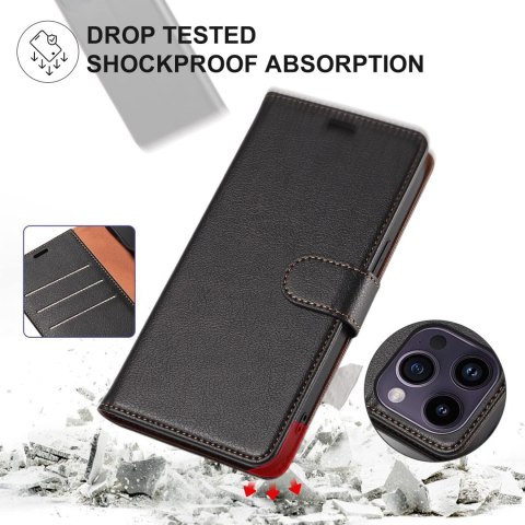 ETUI Z KLAPKĄ APPLE IPHONE 14 PRO MAX EKOSKÓRA CZARNY CASE +SZKŁO HARTOWANE ETUI Z KLAPKĄ APPLE IPHONE 14 PRO MAX EKOSKÓRA CZARNY CASE +SZKŁO HARTOWANE