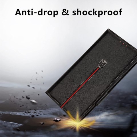 ETUI Z KLAPKĄ ELEGANCKIE XIAOMI 12 LITE Z EKOSKÓRY CZARNE +MIEJSCE NA KARTY
