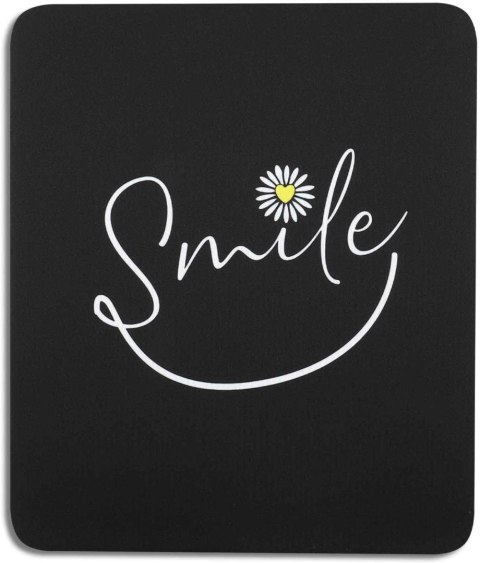 PODKŁADKA POD MYSZ CZARNA SMILE Z KWIATKIEM 24x20x0,3CM PODKŁADKA POD MYSZ CZARNA SMILE Z KWIATKIEM 24x20x0,3CM