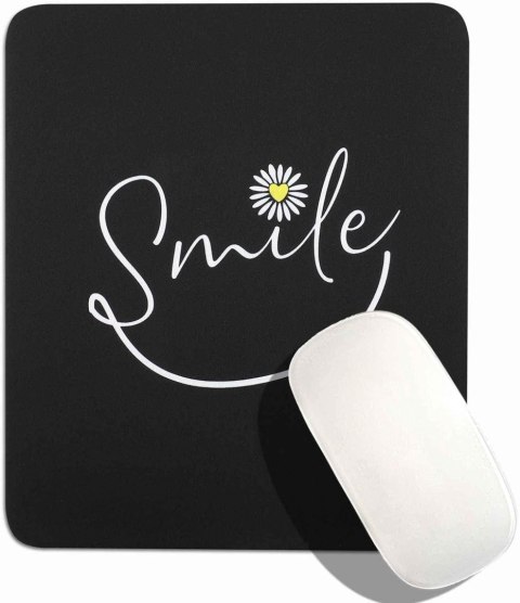 PODKŁADKA POD MYSZ CZARNA SMILE Z KWIATKIEM 24x20x0,3CM PODKŁADKA POD MYSZ CZARNA SMILE Z KWIATKIEM 24x20x0,3CM