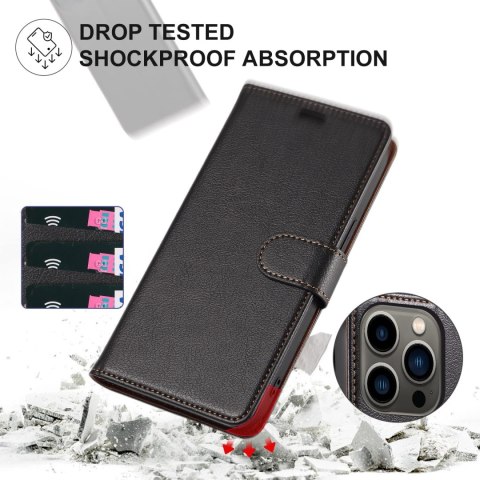 ZESTAW ETUI Z KLAPKĄ APPLE IPHONE 13 PRO CZARNE Z EKOSKÓRY +SZKŁO HARTOWANE ZESTAW ETUI Z KLAPKĄ APPLE IPHONE 13 PRO CZARNE Z EKOSKÓRY +SZKŁO HARTOWANE