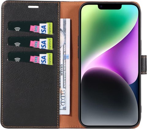 ZESTAW ETUI Z KLAPKĄ APPLE IPHONE 14 Z EKOSKÓRY CZARNE +SZKŁO HARTOWANE ZESTAW ETUI Z KLAPKĄ APPLE IPHONE 14 Z EKOSKÓRY CZARNE +SZKŁO HARTOWANE