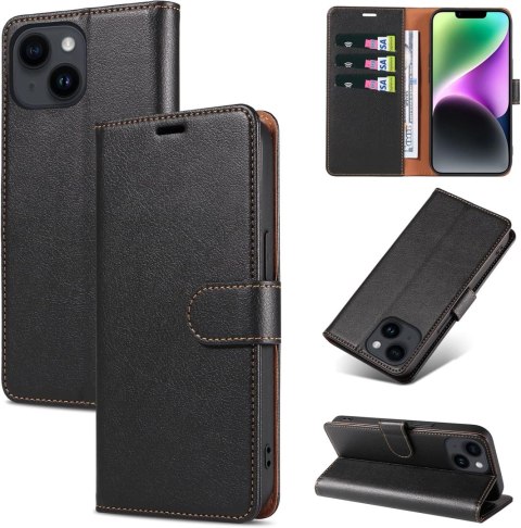 ZESTAW ETUI Z KLAPKĄ APPLE IPHONE 14 Z EKOSKÓRY CZARNE +SZKŁO HARTOWANE ZESTAW ETUI Z KLAPKĄ APPLE IPHONE 14 Z EKOSKÓRY CZARNE +SZKŁO HARTOWANE