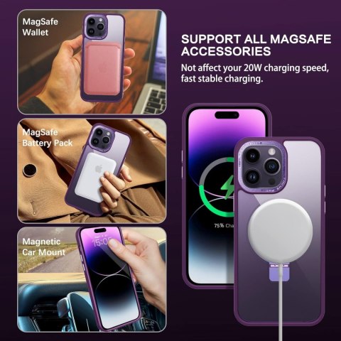 ETUI APPLE IPHONE 14 PRO MAX FIOLETOWA RAMKA MATOWE PLECKI MAGSAFE A2894 ETUI APPLE IPHONE 14 PRO MAX FIOLETOWA RAMKA MATOWE PLECKI MAGSAFE A2894