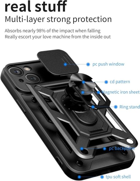 ETUI APPLE IPHONE 14 Plus CZARNE WZMOCNIONE Z PODSTAWKĄ A2886 ETUI APPLE IPHONE 14 Plus CZARNE WZMOCNIONE Z PODSTAWKĄ A2886