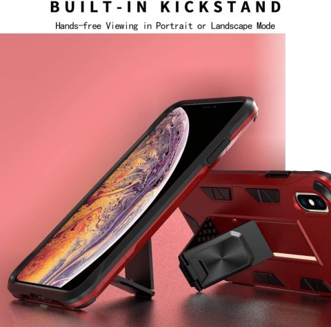 ETUI APPLE IPHONE XS MAX 6.46" CZERWONE WZMOCNIONE Z PODSTAWKĄ A1921