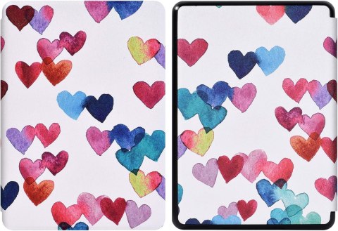 ETUI CASE CZYTNIK KINDLE 10 2019 6" AKWARELOWE SERCE CZERWONE NIEBIESKIE ETUI CASE CZYTNIK KINDLE 10 2019 6" AKWARELOWE SERCE CZERWONE NIEBIESKIE