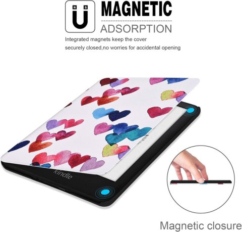 ETUI CASE CZYTNIK KINDLE 10 2019 6" AKWARELOWE SERCE CZERWONE NIEBIESKIE ETUI CASE CZYTNIK KINDLE 10 2019 6" AKWARELOWE SERCE CZERWONE NIEBIESKIE