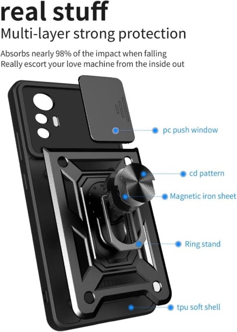 ETUI PANCERNE XIAOMI 12 LITE CZARNE OCHRONA APARATU Z PIERŚCIENIEM ETUI PANCERNE XIAOMI 12 LITE CZARNE OCHRONA APARATU Z PIERŚCIENIEM