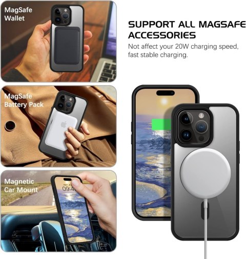 ETUI POKROWIEC IPHONE 14 PRO BEZBARWNE CZARNE RAMKI MAG SAFE A2890 A2650 ETUI POKROWIEC IPHONE 14 PRO BEZBARWNE CZARNE RAMKI MAG SAFE A2890 A2650