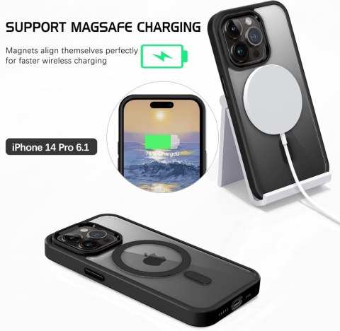 ETUI POKROWIEC IPHONE 14 PRO BEZBARWNE CZARNE RAMKI MAG SAFE A2890 A2650 ETUI POKROWIEC IPHONE 14 PRO BEZBARWNE CZARNE RAMKI MAG SAFE A2890 A2650