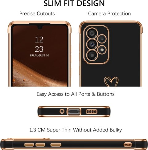 ETUI SAMSUNG GALAXY A33 5G CASE SILIKONOWY CZARNY ZŁOTE SERCE SM-A336E ETUI SAMSUNG GALAXY A33 5G CASE SILIKONOWY CZARNY ZŁOTE SERCE SM-A336E