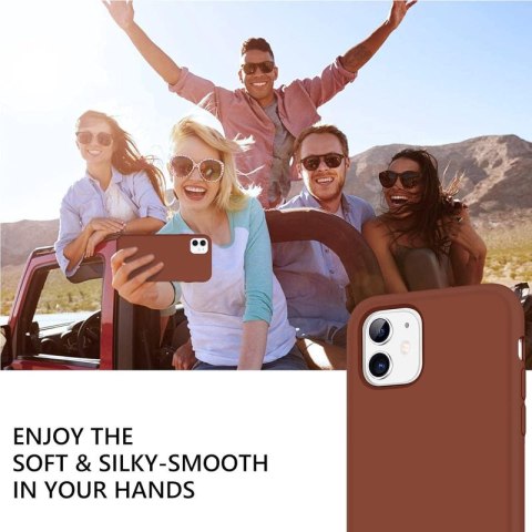 ETUI SILIKONOWE APPLE IPHONE 11 BRĄZOWE CZEKOLADOWE Z MIKROFIBRĄ A2111