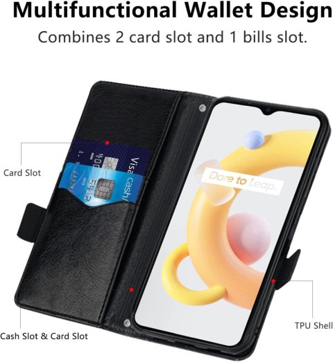 ETUI Z KLAPKĄ REALME C11 2021/C20 EKOSKÓRA CZARNY Z CZERWONYM PASKIEM ETUI Z KLAPKĄ REALME C11 2021/C20 EKOSKÓRA CZARNY Z CZERWONYM PASKIEM