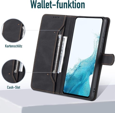 ETUI Z KLAPKĄ SAMSUNG GALAXY S22 5G CZARNE Z EKOSKÓRY PORTFEL SM-S901B ETUI Z KLAPKĄ SAMSUNG GALAXY S22 5G CZARNE Z EKOSKÓRY PORTFEL SM-S901B