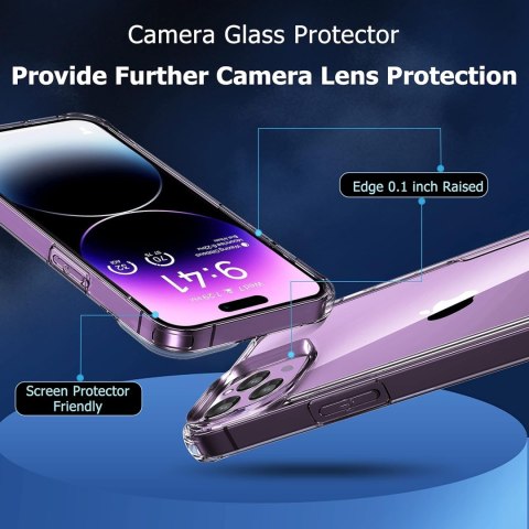 ZESTAW ETUI IPHONE 14 PRO BEZBARWNE +2x SZKŁO HARTOWANE I OCHRONA APARATU