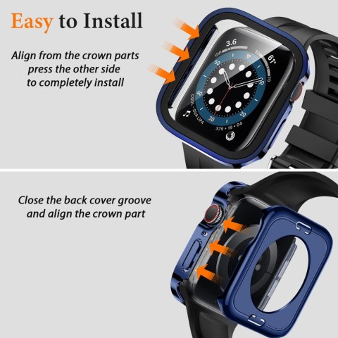 2x ETUI NA ZEGAREK APPLE WATCH 7/8 45 MM BUMPER CASE GRANATOWY