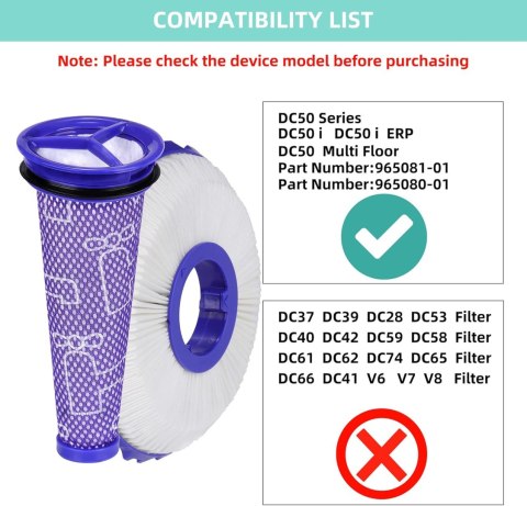 2x FILTR WSTĘPNY KOŃCOWY HEPA DO ODKURZACZA DYSON DC50 965081-01 965080-01 2x FILTR WSTĘPNY KOŃCOWY HEPA DO ODKURZACZA DYSON DC50 965081-01 965080-01