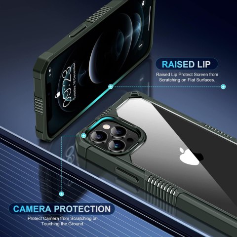 ETUI APPLE IPHONE 12/12 PRO ZIELONA RAMKA +SZKŁO HARTOWANE OCHRONA APARATU