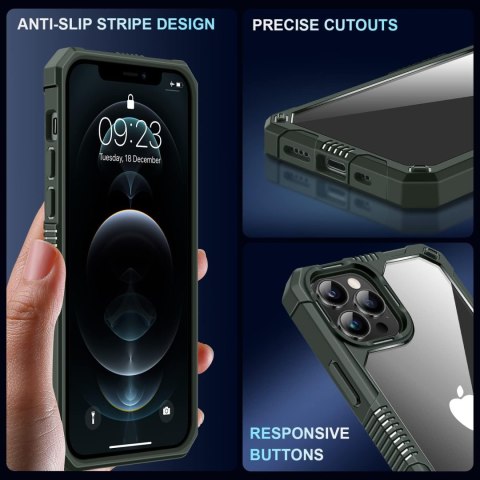 ETUI APPLE IPHONE 12/12 PRO ZIELONA RAMKA +SZKŁO HARTOWANE OCHRONA APARATU