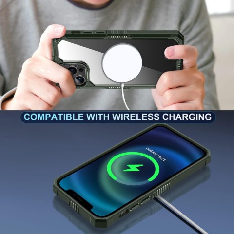 ETUI APPLE IPHONE 12/12 PRO ZIELONA RAMKA +SZKŁO HARTOWANE OCHRONA APARATU