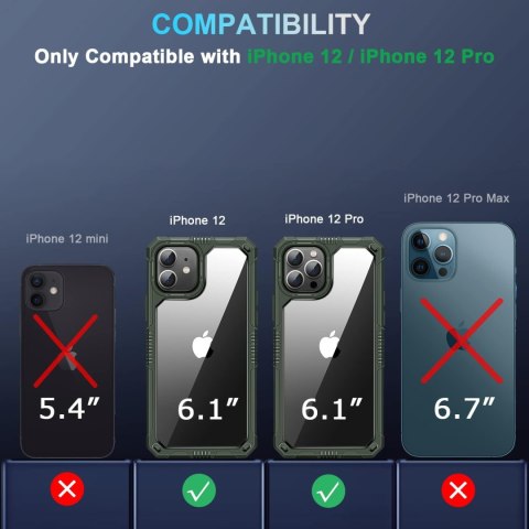 ETUI APPLE IPHONE 12/12 PRO ZIELONA RAMKA +SZKŁO HARTOWANE OCHRONA APARATU