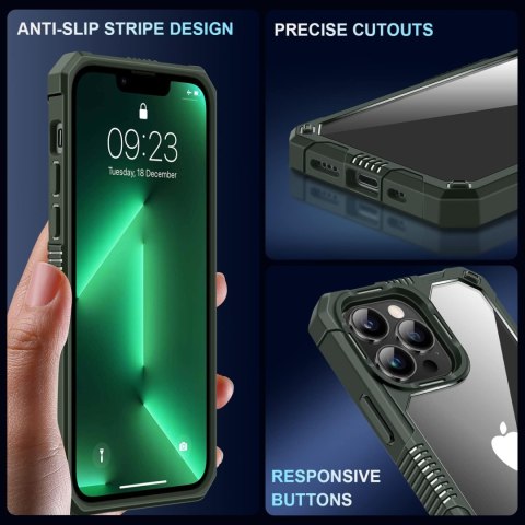 ETUI APPLE IPHONE 13 PRO MOCNA ZIELONA RAMKA +SZKŁO HARTOWANE A2483 A2636 ETUI APPLE IPHONE 13 PRO MOCNA ZIELONA RAMKA +SZKŁO HARTOWANE A2483 A2636