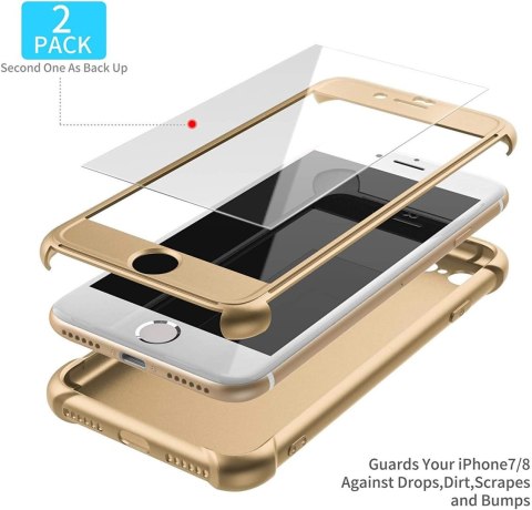 ETUI APPLE IPHONE 7/8/SE 2020 BUMPER SILIKONOWY ZŁOTY +2x SZKŁO HARTOWANE