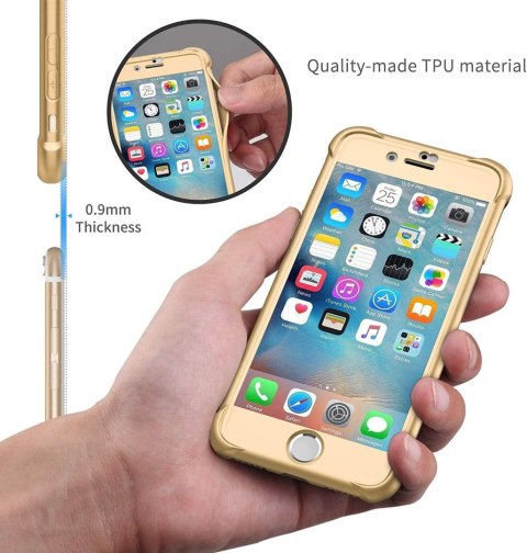 ETUI APPLE IPHONE 7/8/SE 2020 BUMPER SILIKONOWY ZŁOTY +2x SZKŁO HARTOWANE