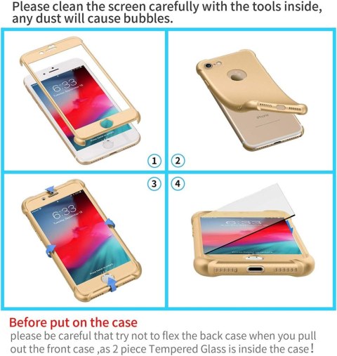 ETUI APPLE IPHONE 7/8/SE 2020 BUMPER SILIKONOWY ZŁOTY +2x SZKŁO HARTOWANE