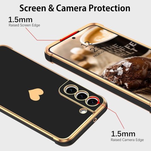 ETUI SILIKONOWE SAMSUNG GALAXY S21 FE Z UCHWYTEM CZARNE ZŁOTE SERDUSZKO ETUI SILIKONOWE SAMSUNG GALAXY S21 FE Z UCHWYTEM CZARNE ZŁOTE SERDUSZKO