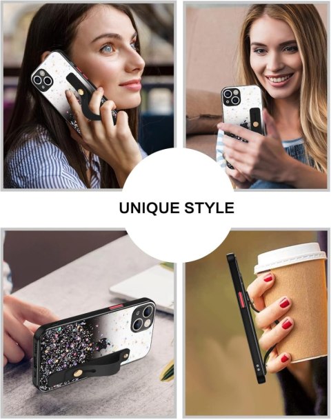 ETUI SILIKONOWE Z BROKATEM APPLE IPHONE 13 +UCHWYT MOCNE A2482 A2631 A2633