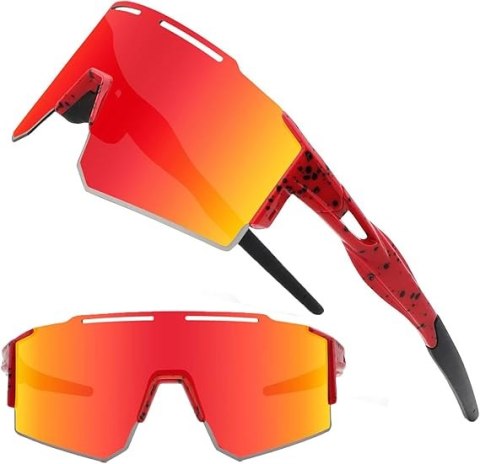 OKULARY SPORTOWE POLARYZOWANE ROWEROWE MTB BIEGANIE KOLARSTWO CZERWONE OKULARY SPORTOWE POLARYZOWANE ROWEROWE MTB BIEGANIE KOLARSTWO CZERWONE