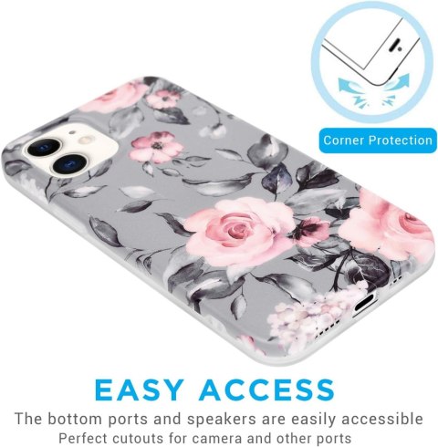 ETUI APPLE IPHONE 12 MINI SILIKONOWE SZARE RÓŻOWE KWIATY A2176 A2398 A2399 ETUI APPLE IPHONE 12 MINI SILIKONOWE SZARE RÓŻOWE KWIATY A2176 A2398 A2399