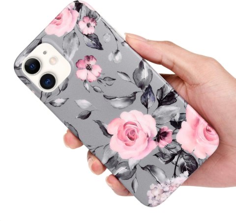 ETUI APPLE IPHONE 12 MINI SILIKONOWE SZARE RÓŻOWE KWIATY A2176 A2398 A2399 ETUI APPLE IPHONE 12 MINI SILIKONOWE SZARE RÓŻOWE KWIATY A2176 A2398 A2399
