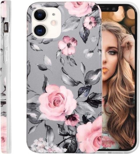 ETUI APPLE IPHONE 12 MINI SILIKONOWE SZARE RÓŻOWE KWIATY A2176 A2398 A2399 ETUI APPLE IPHONE 12 MINI SILIKONOWE SZARE RÓŻOWE KWIATY A2176 A2398 A2399
