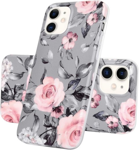 ETUI APPLE IPHONE 12 MINI SILIKONOWE SZARE RÓŻOWE KWIATY A2176 A2398 A2399 ETUI APPLE IPHONE 12 MINI SILIKONOWE SZARE RÓŻOWE KWIATY A2176 A2398 A2399