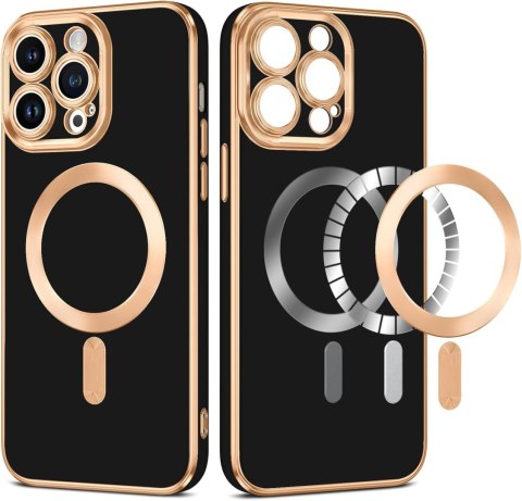 ETUI APPLE IPHONE 14 PRO MAX SILIKONOWY CZARNY ZŁOTY MAGSAFE A2894 A2651 ETUI APPLE IPHONE 14 PRO MAX SILIKONOWY CZARNY ZŁOTY MAGSAFE A2894 A2651