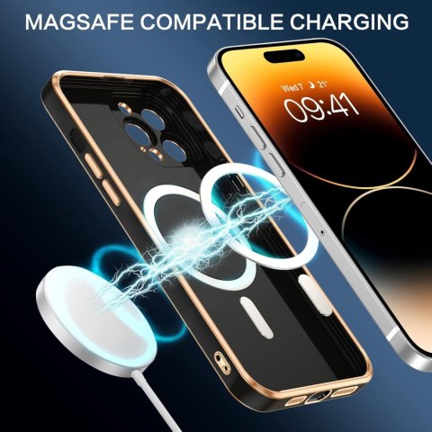 ETUI APPLE IPHONE 14 PRO MAX SILIKONOWY CZARNY ZŁOTY MAGSAFE A2894 A2651 ETUI APPLE IPHONE 14 PRO MAX SILIKONOWY CZARNY ZŁOTY MAGSAFE A2894 A2651